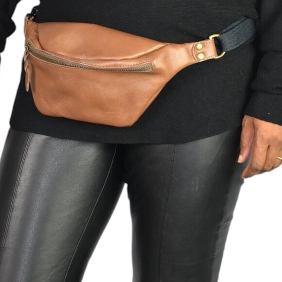 Sarep Rose Leather Fanny Pack Brown Bum Belt Waist Pouch Retro Sling Waist Bag - Picture 9 of 13